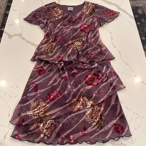 Vintage R & M Richards Floral Tiered Organza Midi Skirt Set 16 Fairy Whimsical